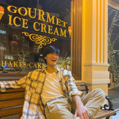 Tristan Pravong enjoying his time at Gourmet Ice Cream.